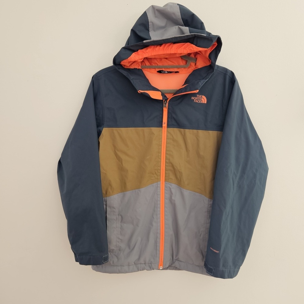 The North Face Youth DryVent Jacket Orange Grey Boys Large (14-16) Windbreaker